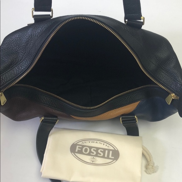 Fossil Brown Patchwork Satchel New shoulder Bag - Picture 6 of 8